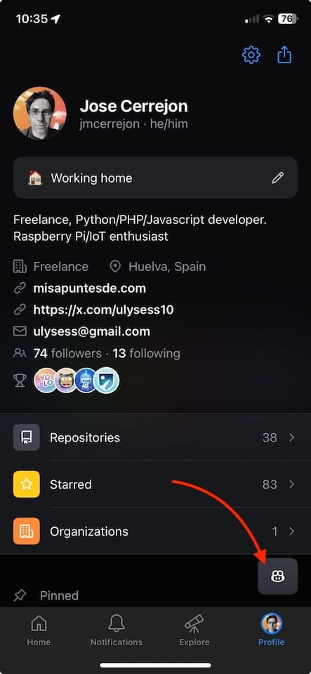 GitHub mobile screenshot