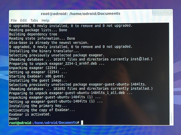 Exagear Desktop installing on ODROID-C1
