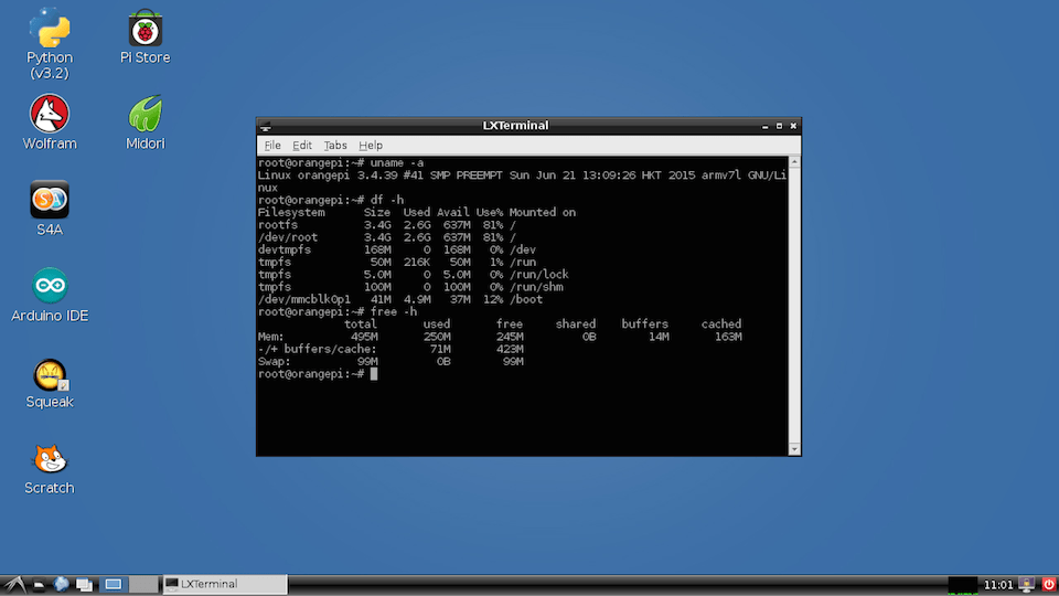 Raspbian Desktop environment for the Orange Pi One